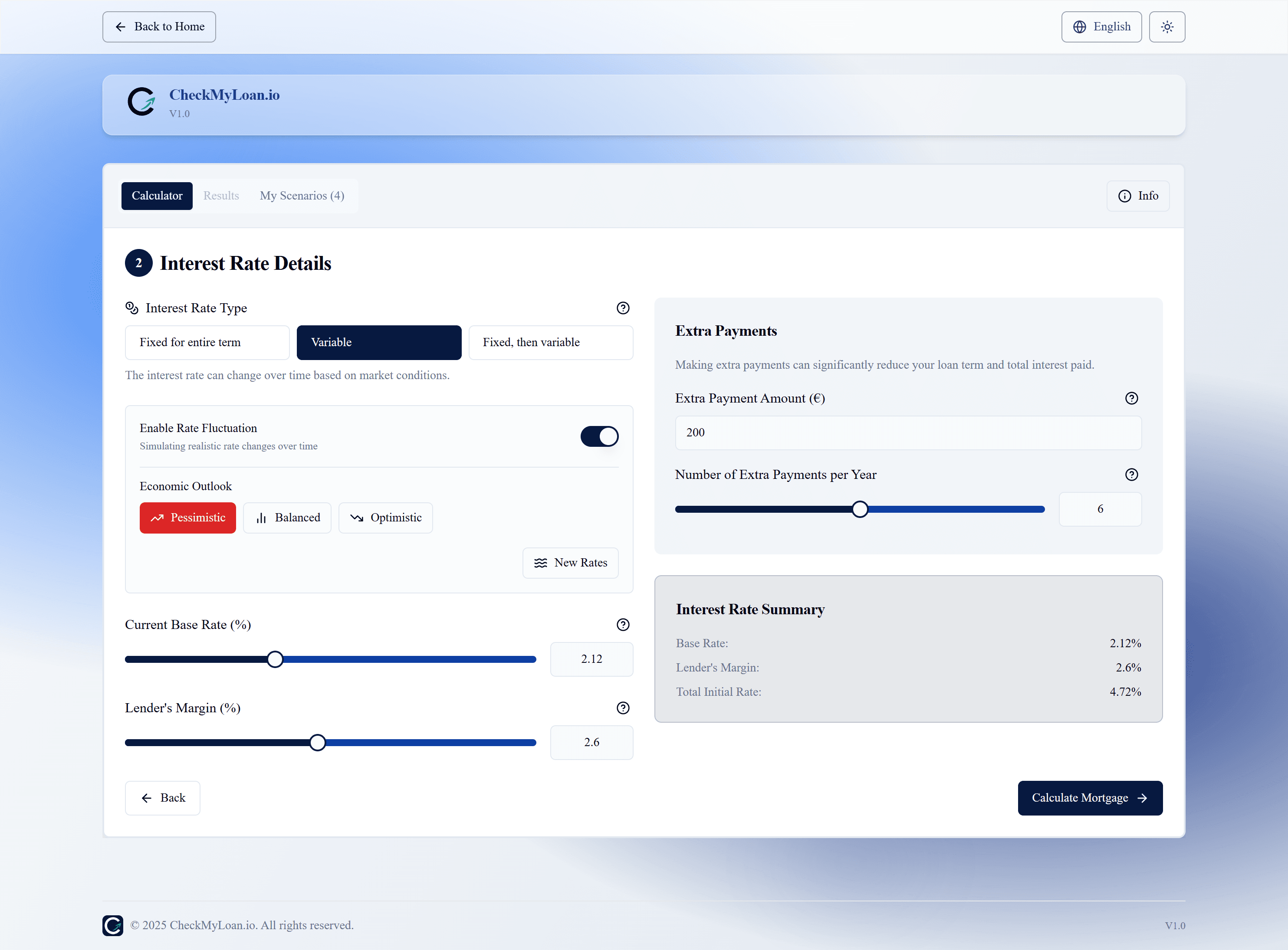 Branded mortgage calculator interface